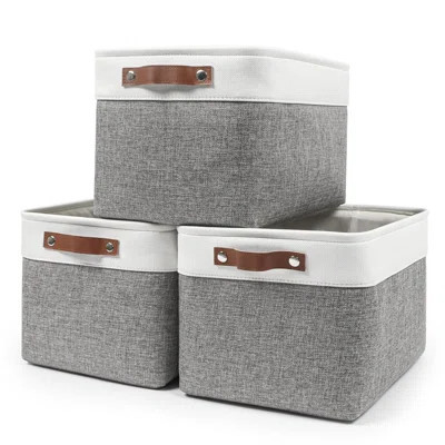 Storage Bins Large Fabric Storage Baskets For Shelves 3 Pack, Decorative Linen Closet Baskets | Wayfair North America