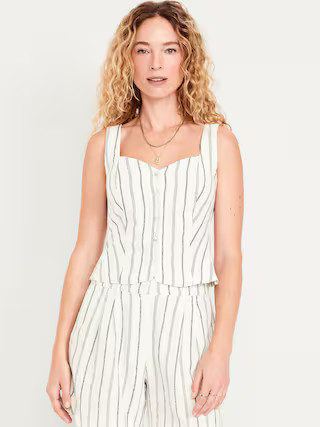 Button-Front Linen-Blend Vest | Old Navy (US)