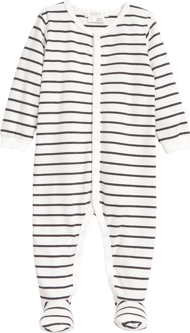 FIRSTS by Petit Lem Stripe Stretch Organic Cotton Fitted One-Piece Pajamas | Nordstrom | Nordstrom