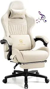 GTPLAYER Chair Computer Gaming Chair (Leather, Ivory) | Amazon (US)