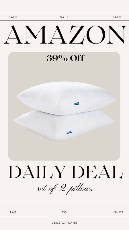 Amazon daily deal, save 39% on this two pack of Bedsure bed pillows. Bedding, pillows, queen pillows, King pillows, Amazon home, bedsure pillows

#LTKsalealert #LTKhome #LTKstyletip