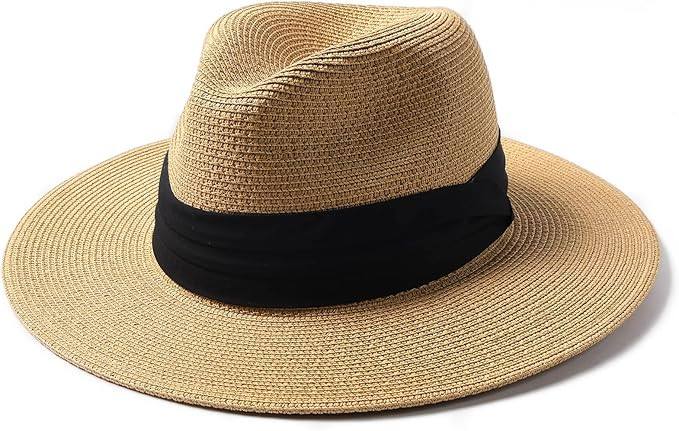 FURTALK Panama Hat Sun Hats for Women Men Wide Brim Fedora Straw Beach Hat UV UPF 50 | Amazon (US)