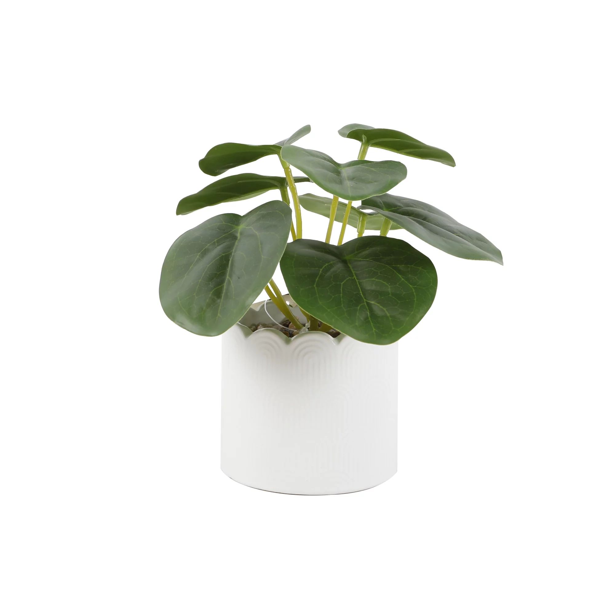 Mainstays 6.5" Artificial Money Plant in Matte White Ceramic Pot | Walmart (US)