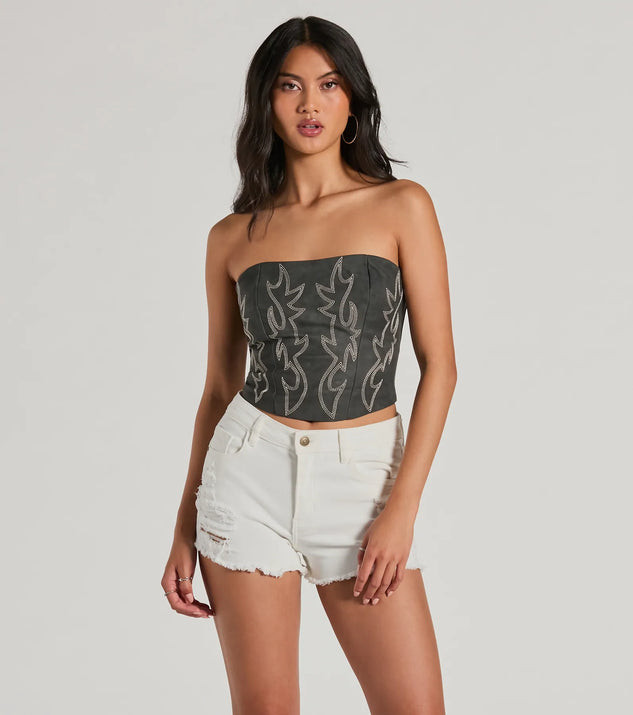 Western Babe Strapless Lace-Up Cowboy Corset Top | Windsor Stores