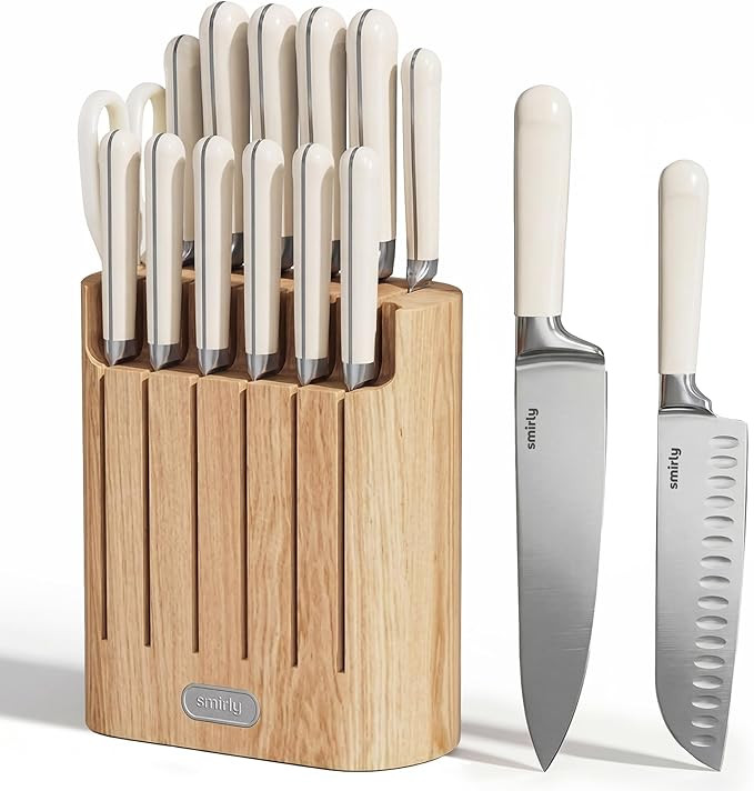 SMIRLY 14-Piece Kitchen Knife Set with Magnetic Block, High-Carbon Stainless Steel Chef Knife Set... | Amazon (US)