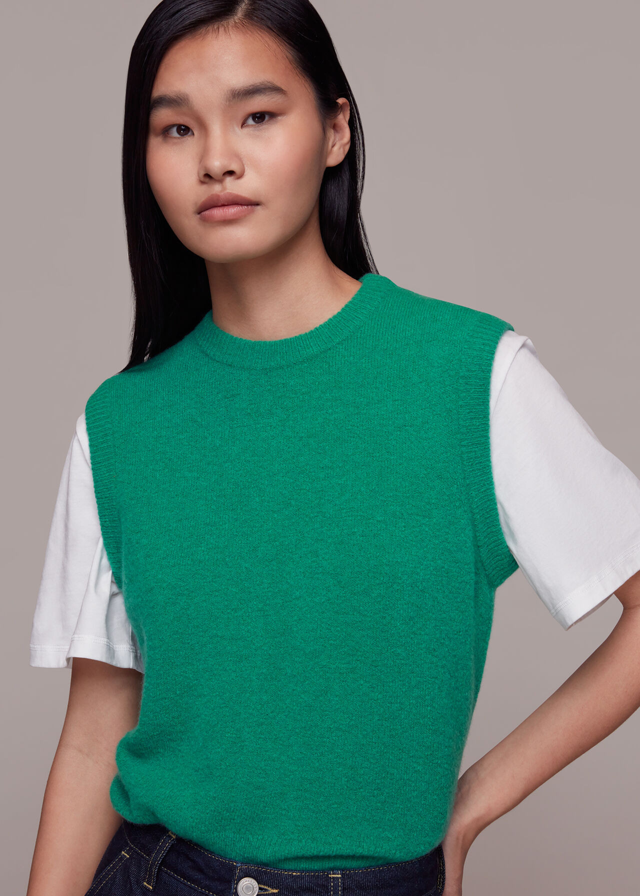 Green Kira Crew Neck Tank | WHISTLES | | Whistles
