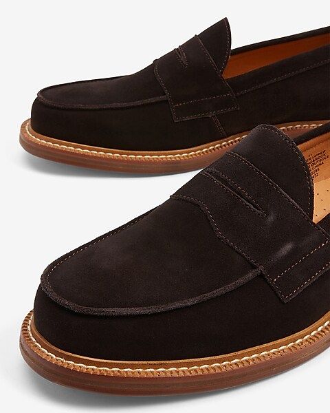 Genuine Suede Espresso Brown Loafer Dress Shoes | Express