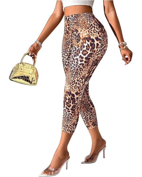 WDIRARA Leopard Print High Waist Leggings Fitted Yoga Pants | Amazon (US)