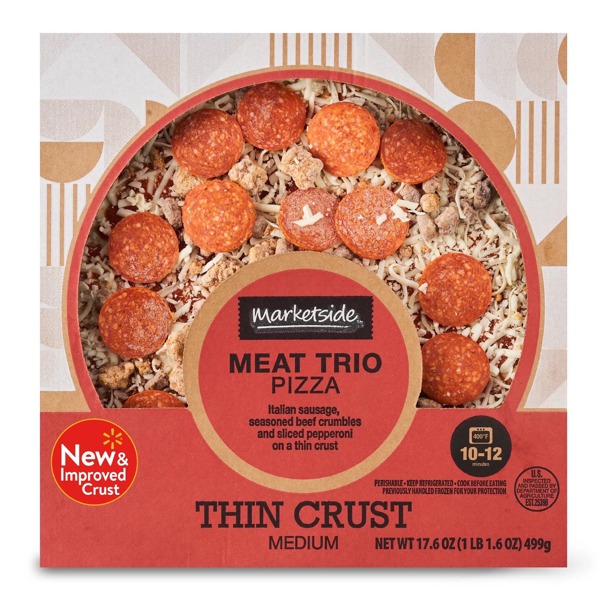 Marketside Meat Trio Pizza, Thin Crust, Medium, 16 oz (Fresh) - Walmart.com | Walmart (US)