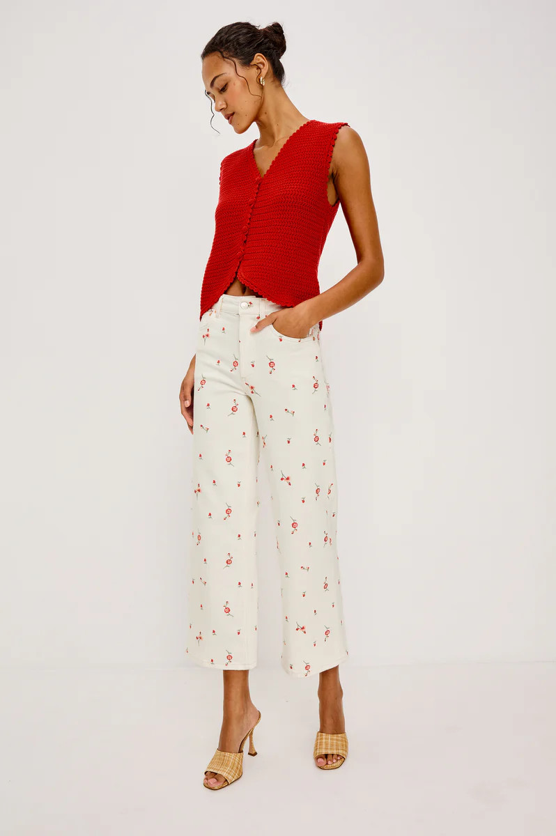 GETTY CROP WIDE LEG - ECRU ROMANTIC FLORAL | Rails