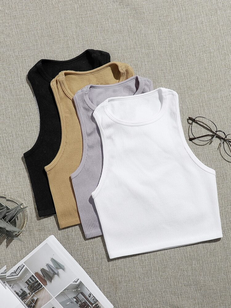 4peças Regata Esportiva desatado Malhado | SHEIN