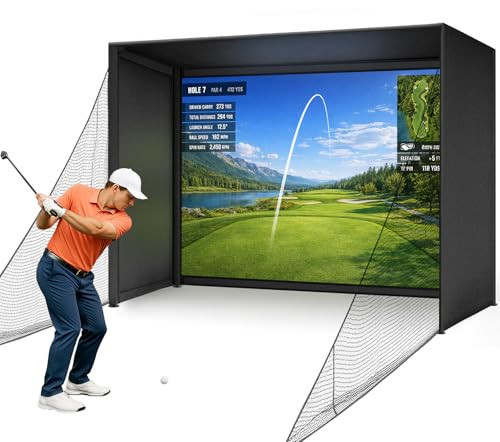 Diandian Golf Simulator Enclosure 10 x 8 ft - Upgraded Dual-Layer Impact Screen Kit, HD Projection, Thick Foam Edge Padding, Safety Side Nets for Indoor Home Garage Golf Cage Practice Training | Amazon (US)