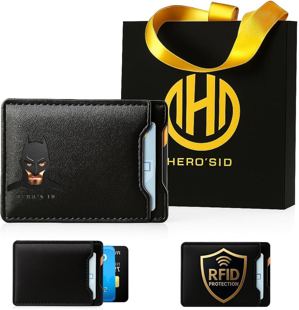 Leather Bat Wallet - Personalized wallet Man Woman, Superhero Mask - Slim Card Holder, Bat ID Her... | Amazon (US)