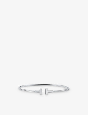 Tiffany T narrow wire bracelet in 18k white gold | Selfridges