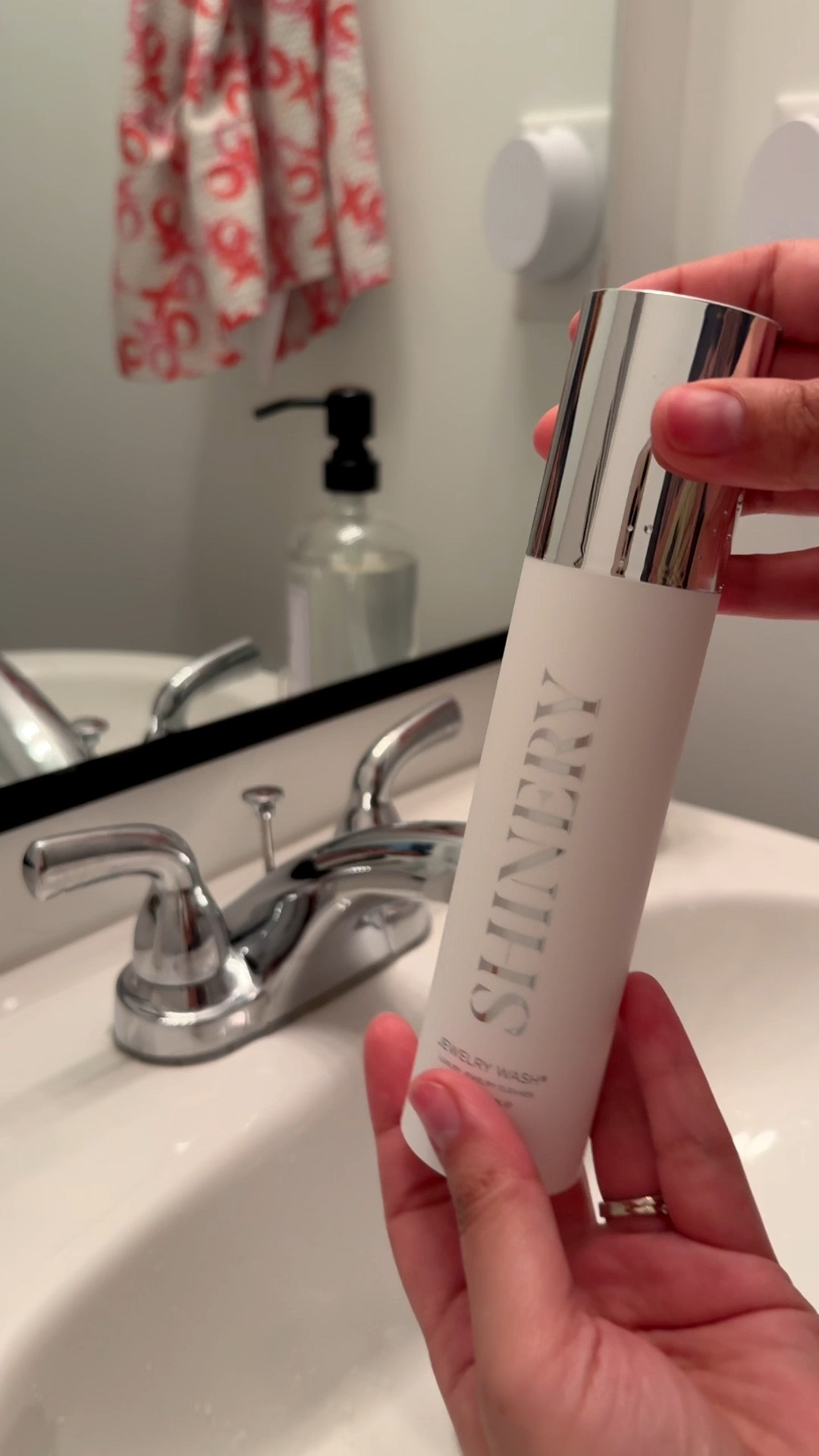 #ad I didn’t realize how dull my wedding ring had gotten until I tried this… and now I’m lowkey obsessed. ✨

This viral jewelry wash, @shinery cleans your rings while you wash your hands, so it takes literally 5 seconds, zero effort, and the results are insane.

If you wear your jewelry every day, this is a must. I keep it right by my sink and use it daily. Such an easy way to keep your favorite pieces looking brand new.

🔗 Linked in my LTK + Amazon storefront for easy shopping!