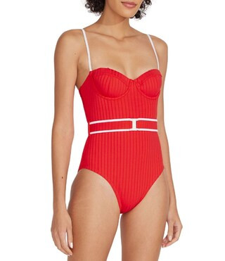 SOLID & STRIPED Spencer Belted Underwire One Piece Swimsuit | Dillard's | Dillard's