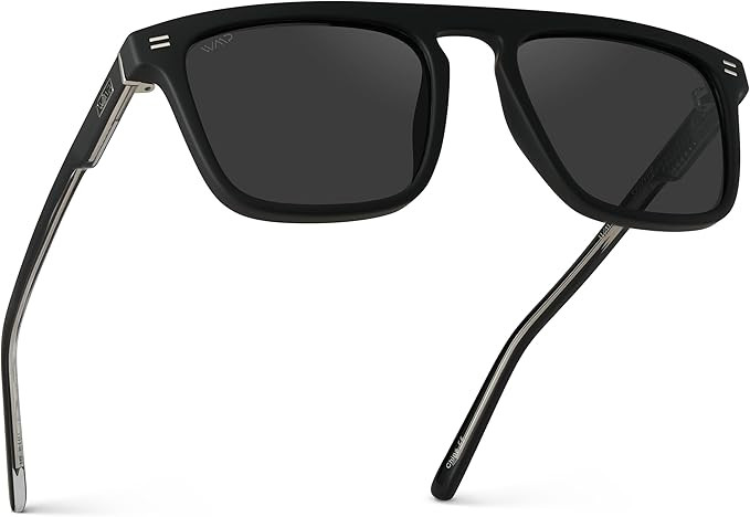 WMP Eyewear - Men's Polarized Bold Geometric Flat Top, Key Hole Design, Acetate Frame Sunglasses | Amazon (US)