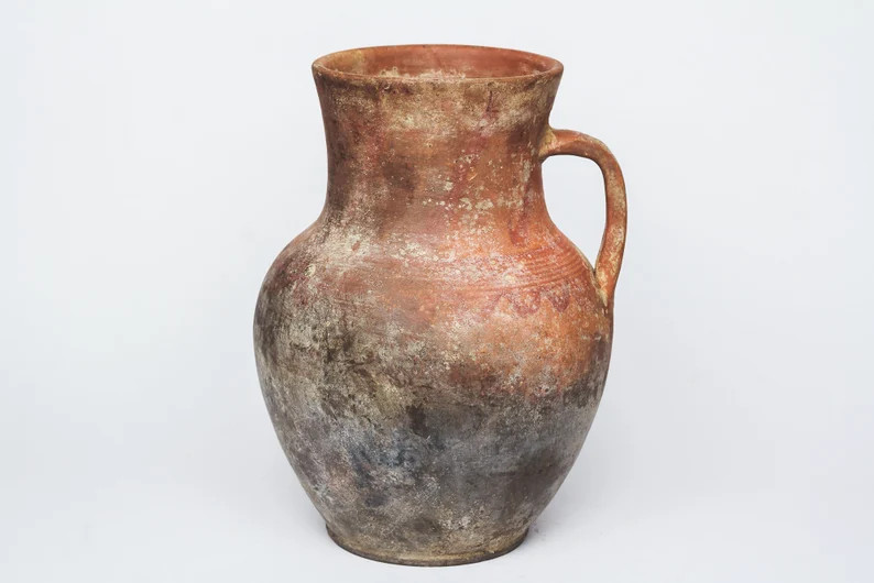 Old Clay Vase Wabi Sabi Dusty Pottery Pot With Handle Shabby - Etsy | Etsy (US)