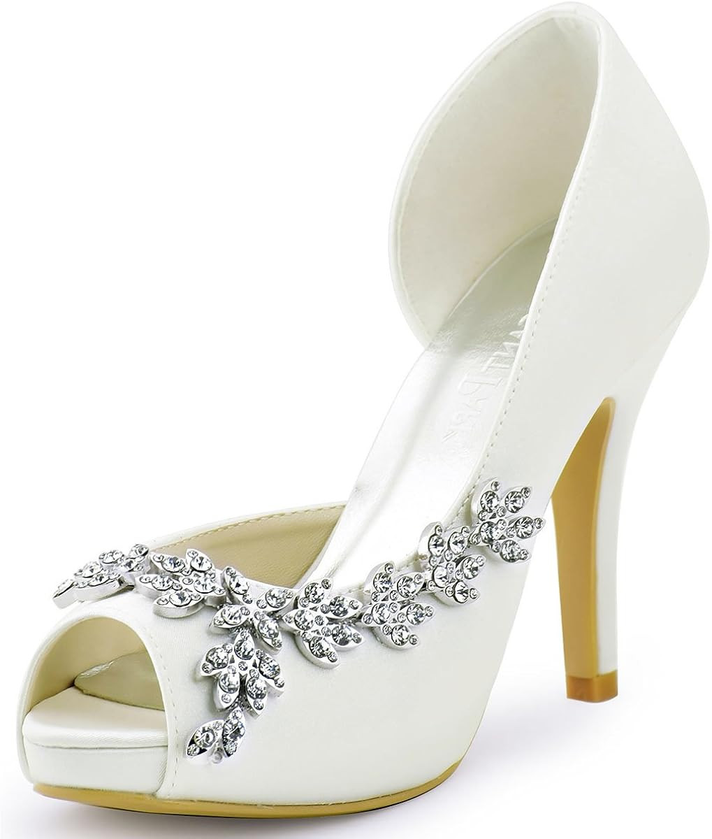 ElegantPark Wedding Shoes for Bride High Heel Platform Bridal Shoes Rhinestones Wedding Heels for... | Amazon (US)