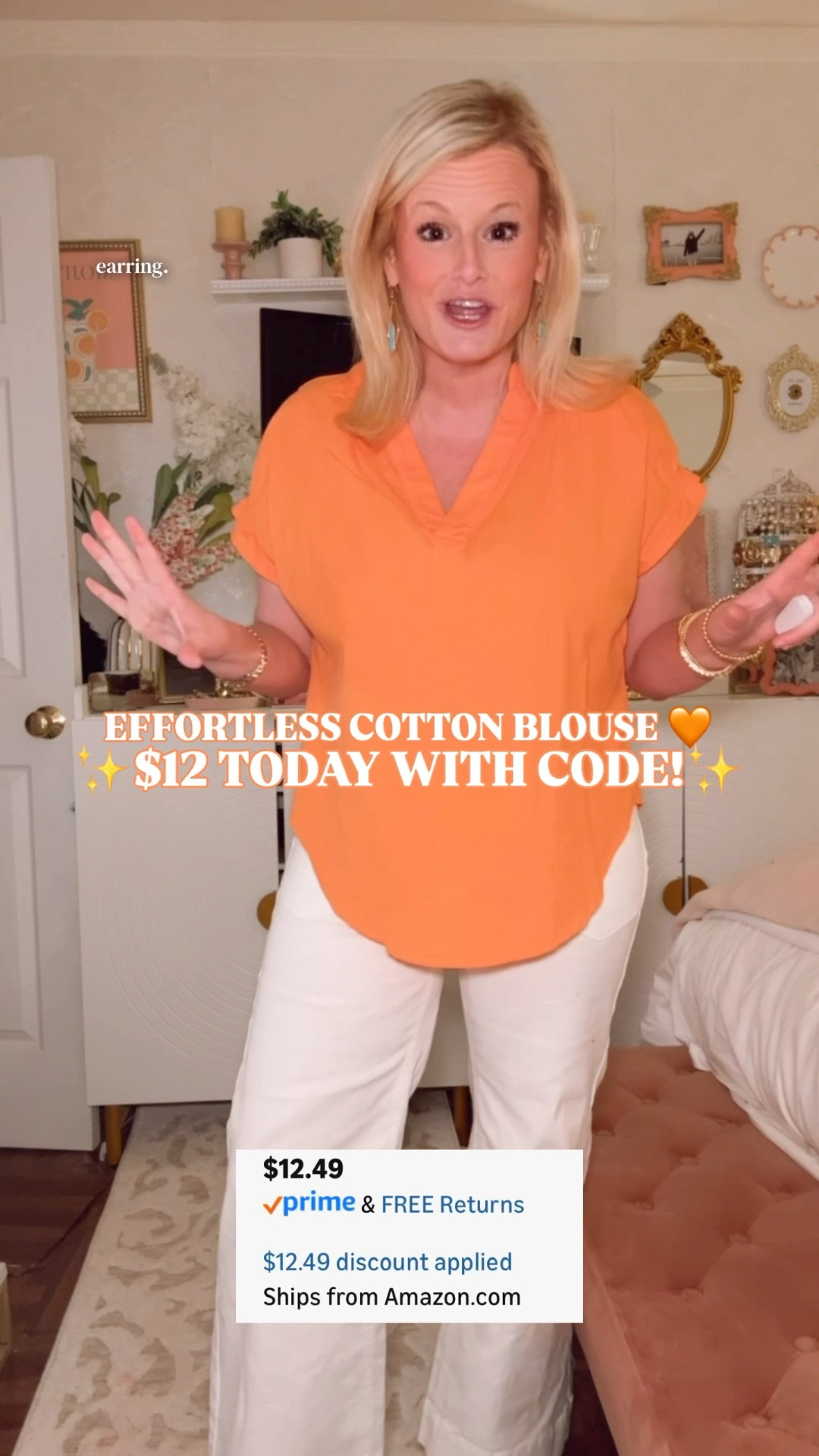 Cotton Ruffle Cap Sleeve Blouse Try On | Spring Work Blouse Amazon

spring outfits women | workwear blouse women | cotton blouse women | spring work outfit | teacher outfit spring

Stop. This blouse is $12 today only with a promo code and it comes in 7 colors.

100% cotton poplin. Breathable, crisp, and lightweight. Ruffle cap sleeve. Relaxed v-neck. Curved hem. The kind of blouse that looks like you thought about it when you did not think about it at all.

The formula that never fails. This blouse. Great trousers or wide leg pants. One good earring. That is a complete, polished, done outfit.

I am in a medium. True to size.

Code YPTTHV95Y at checkout. Expires 3/17. After that it’s gone.

If you are searching:
spring outfits women
spring break outfit
vacation outfits beach
workwear blouse women
work outfit women
teacher outfit spring
business casual outfit women
office outfit women
spring work outfit
cotton blouse women
ruffle cap sleeve top
v neck blouse women
spring blouse women
spring fashion finds
amazon fashion haul
spring capsule wardrobe
affordable workwear
cute work top

This is the one and it is $12 right now.

⸻
cotton poplin blouse amazon, spring work outfit women 2026, teacher outfit spring affordable, ruffle sleeve blouse women, business casual top amazon, amazon fashion finds spring, spring capsule wardrobe blouse, work outfit women spring, vacation outfit top women, spring blouse under50
⸻
#AmazonFashion #SpringOutfits #WorkOutfit #TeacherOutfit #SpringBlouse #LTKFindsUnder50 #LTKSeasonal #LTKWorkwear #LTKFindsUnder100 #LTKSaleAlert

#LTKWorkwear #LTKSaleAlert #LTKOver40