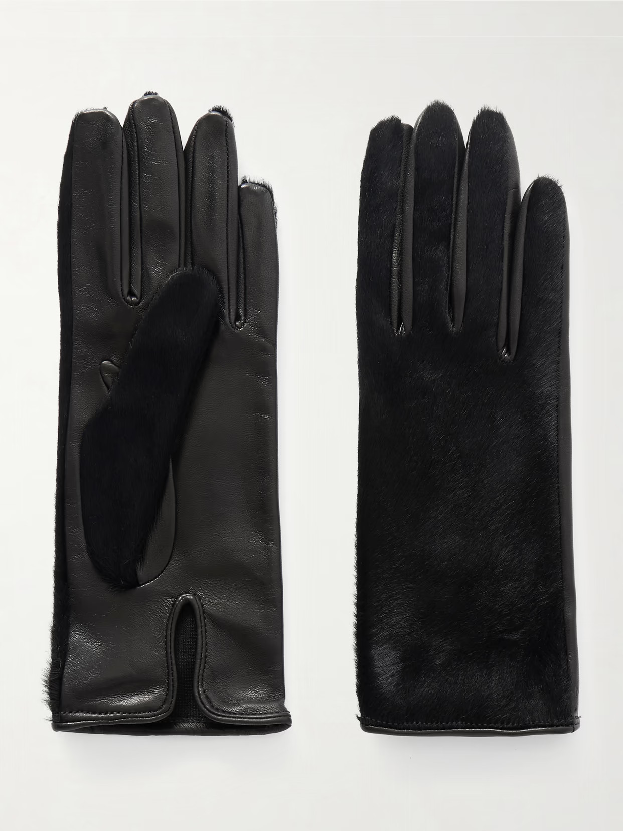 Nour Hammour - Calf Hair And Leather Gloves - Black | NET-A-PORTER (UK & EU)