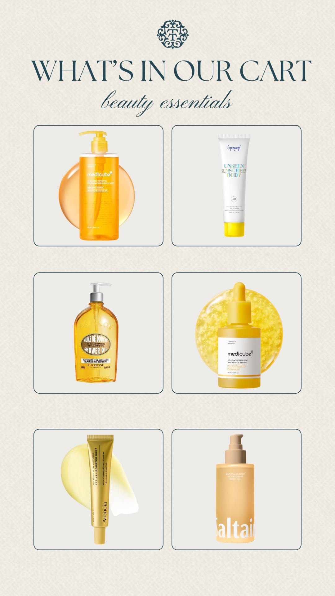 Beauty essentials currently in our cart. We love this mix of body care, sunscreen, serums, and glow products for summer skin. These are the kinds of finds that make your routine feel a little more fun.

#LTKBeauty #LTKOver40 #LTKselfcare