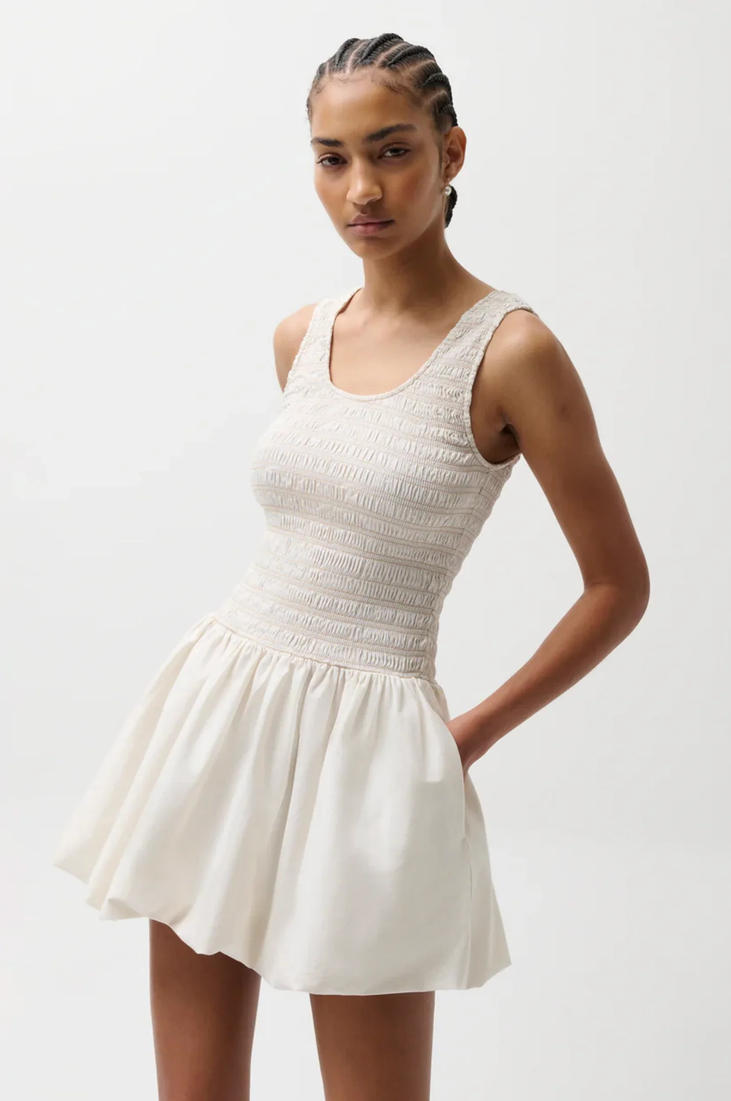 Pistola - Ilona Bubble Hem Dress - Soft White | Jones & Daughters