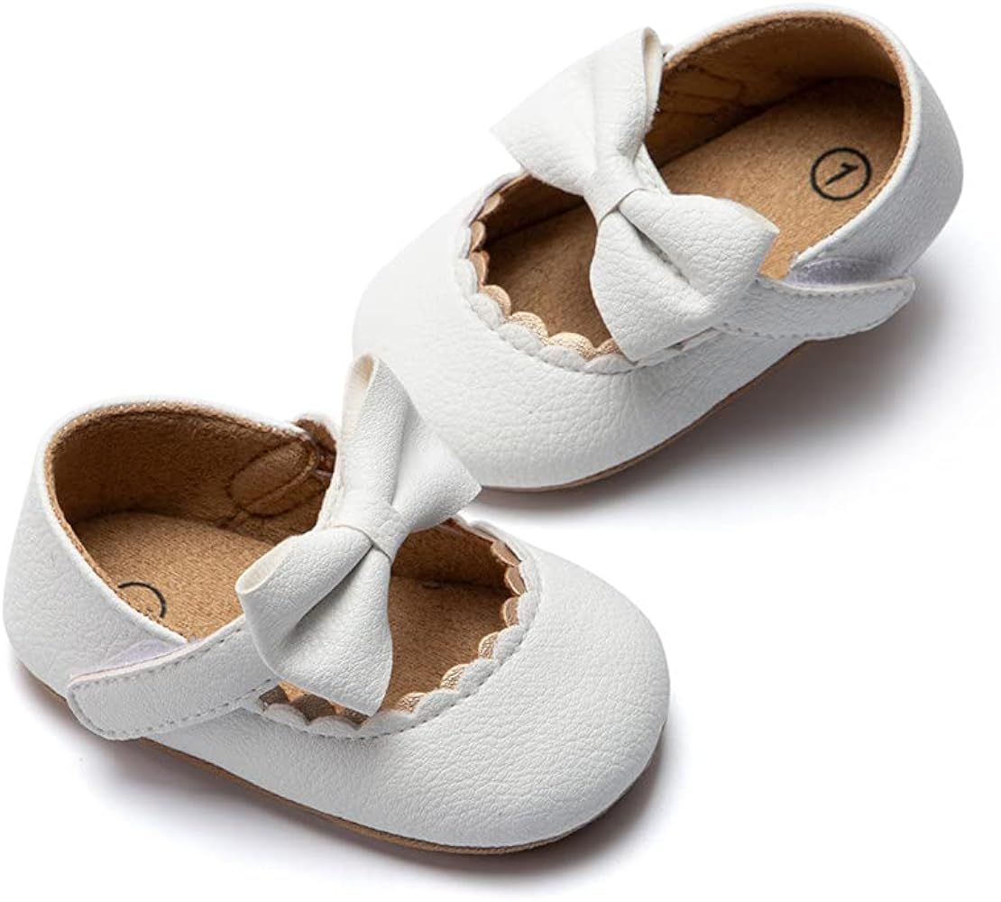 Meckior Infant Baby Girls Soft Sole Bowknot Princess Wedding Dress Mary Jane Flats Prewalker Newb... | Amazon (US)