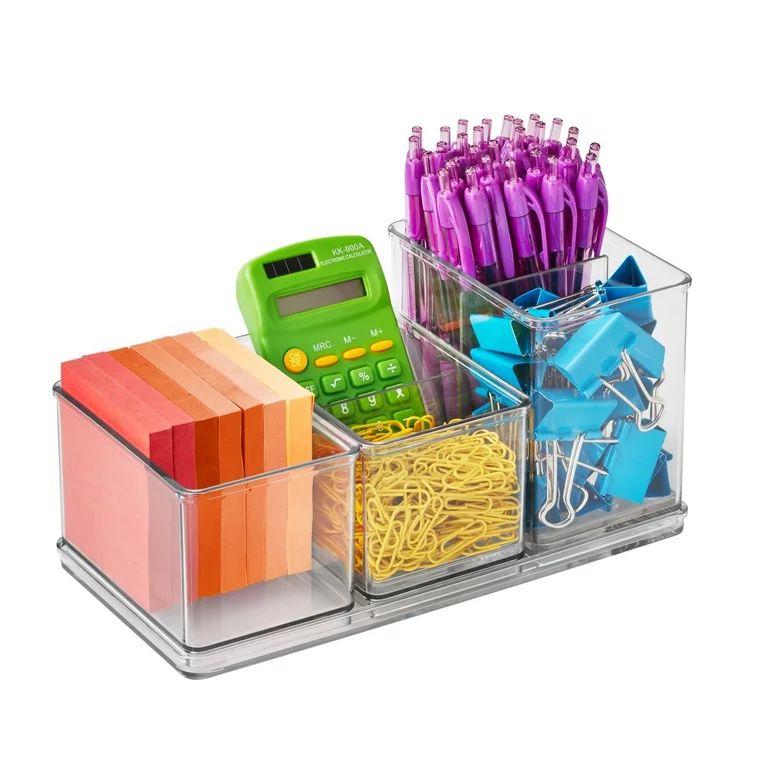 The Home Edit 4-Piece Office Desktop Edit Clear Plastic Storage System | Walmart (US)