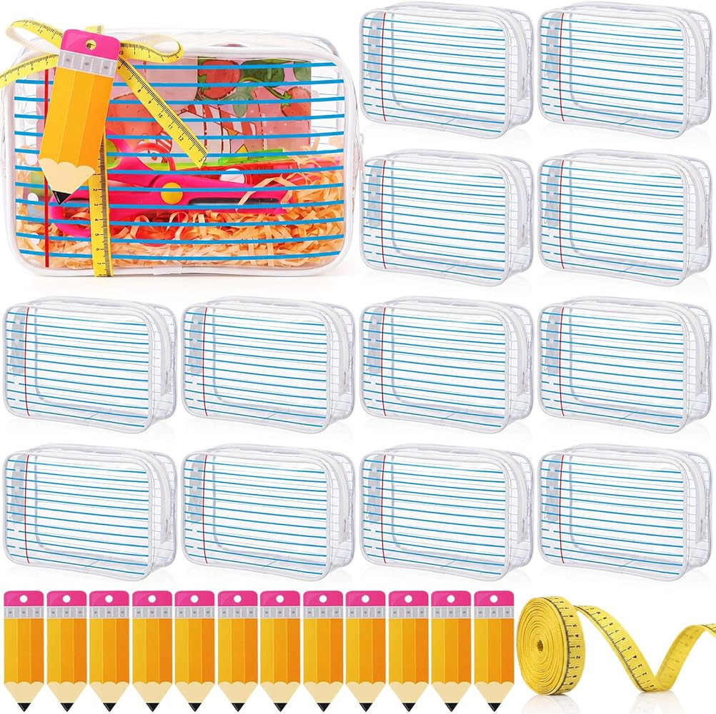Kacctyen 12 Set Teacher Appreciation Gifts Notebook Line Cosmetic Bag Clear Makeup Bags Pouch Zip... | Amazon (US)