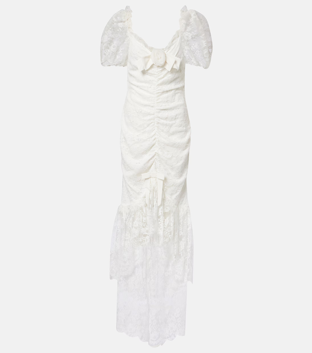 Bow-detail ruched lace gown | Mytheresa (US/CA)