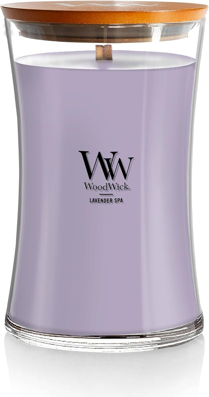 WoodWick Large Hourglass Candle Lavender Spa Scent Premium Soy Blend Crackles as it Burns 21oz Pe... | Amazon (US)