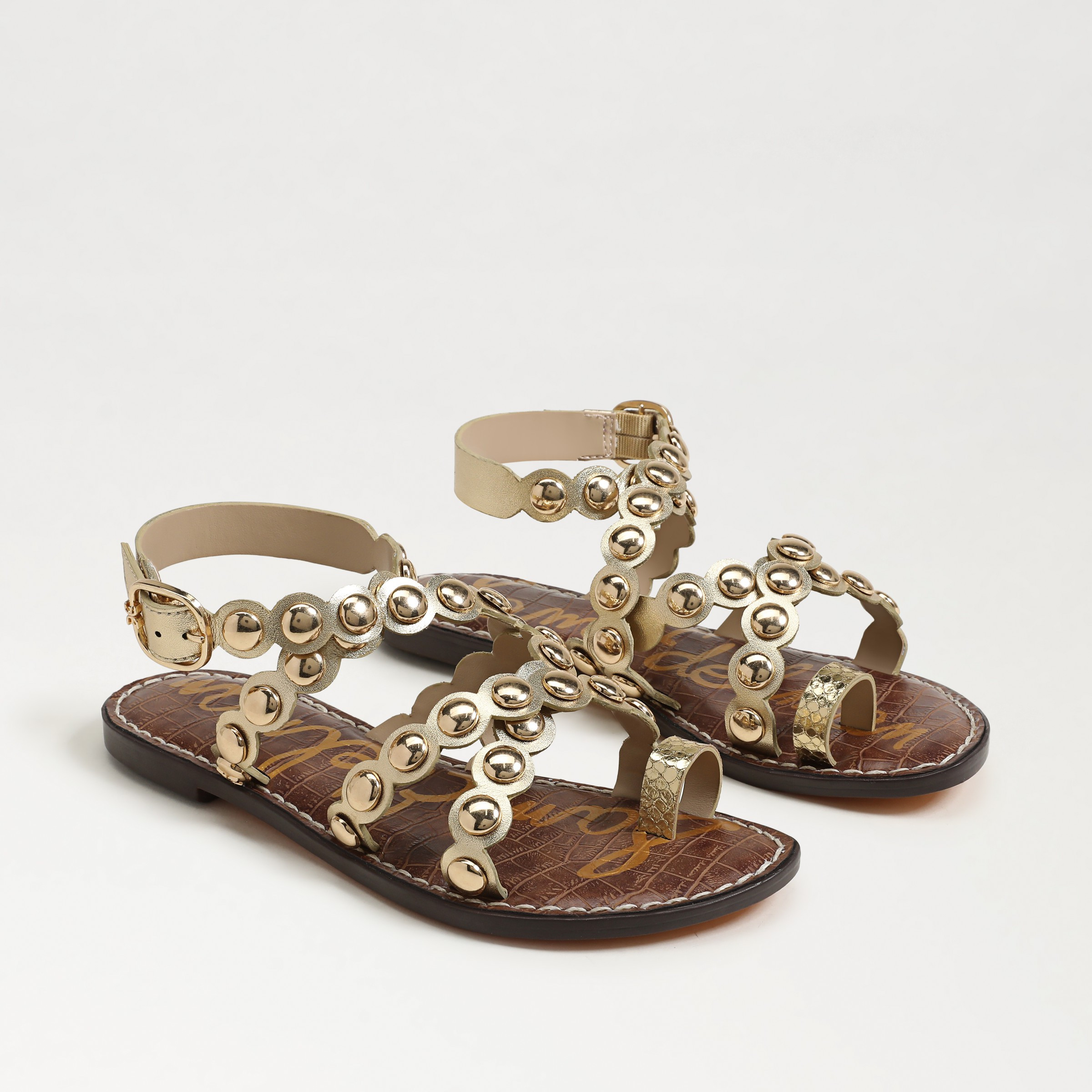 Sam Edelman Gloria Ankle Strap Sandal Amber Gold Leather | Sam Edelman
