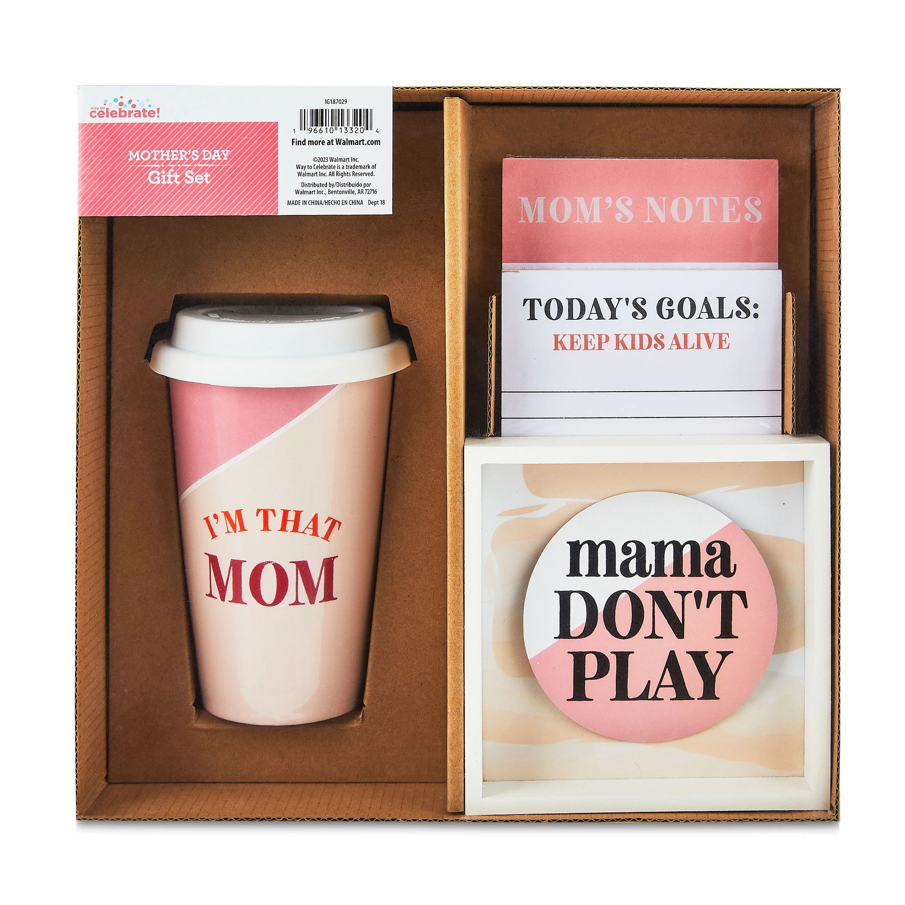 Mother's Day I'm That Mom Gift Set, Pink & White, 4 Pieces, by Way To Celebrate | Walmart (US)
