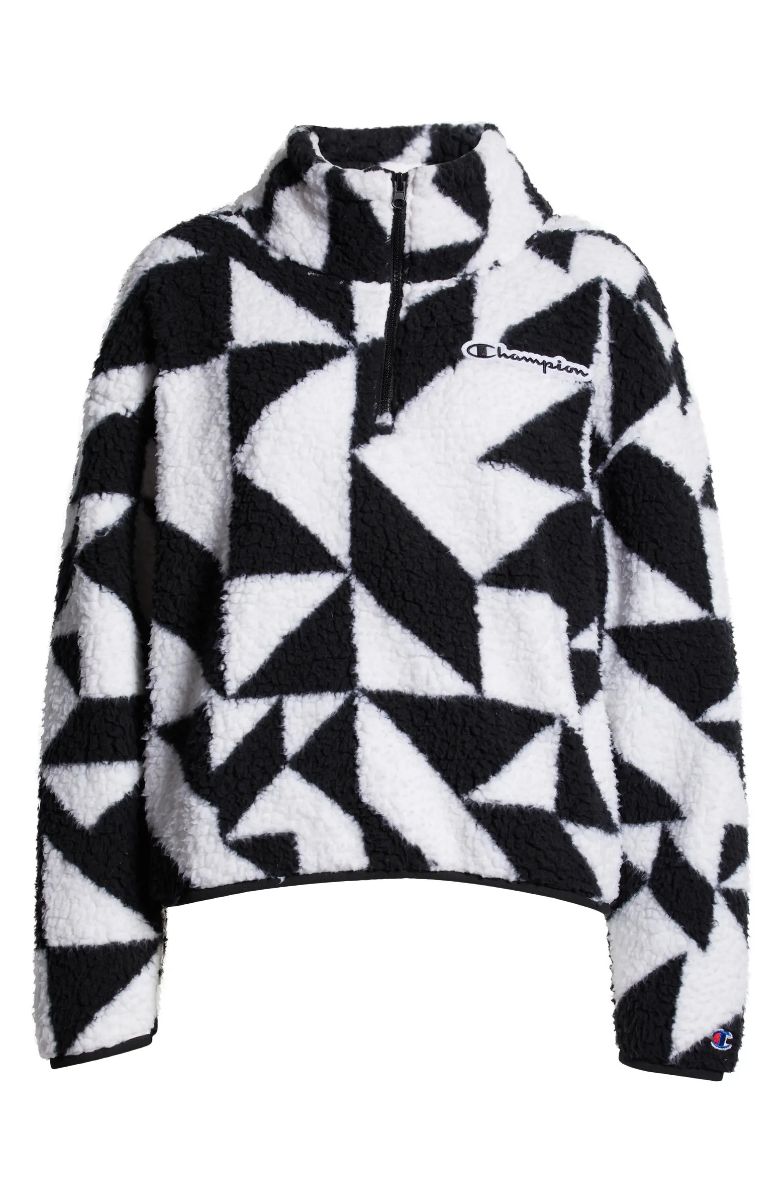 Colorblock Faux Shearling Quarter Zip Pullover | Nordstrom Rack