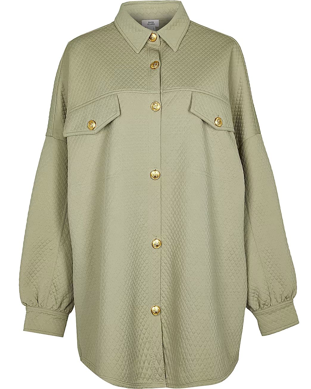 Khaki quilted shacket | River Island (UK & IE)