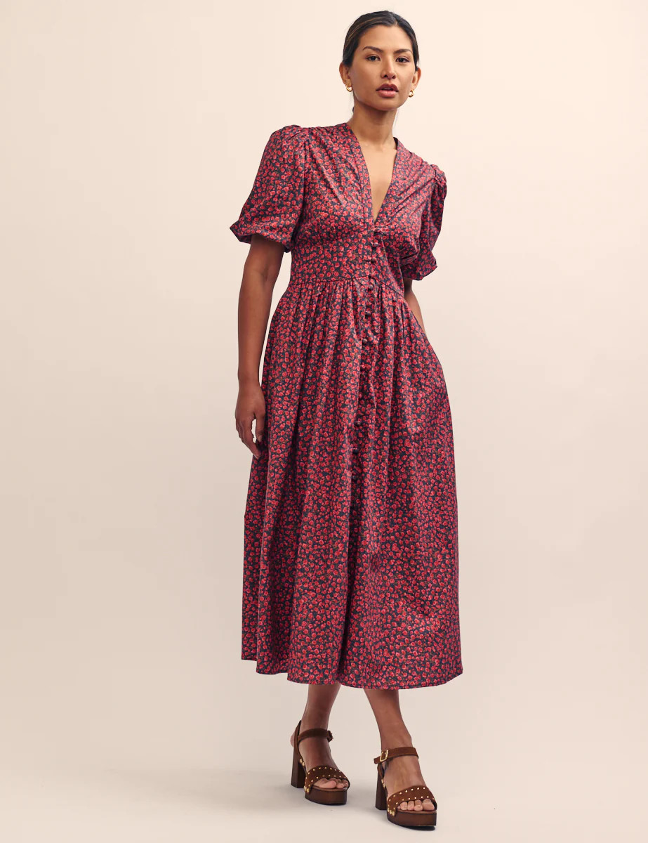 Red Ditsy Floral Starlight Midi Dress | Nobody's Child