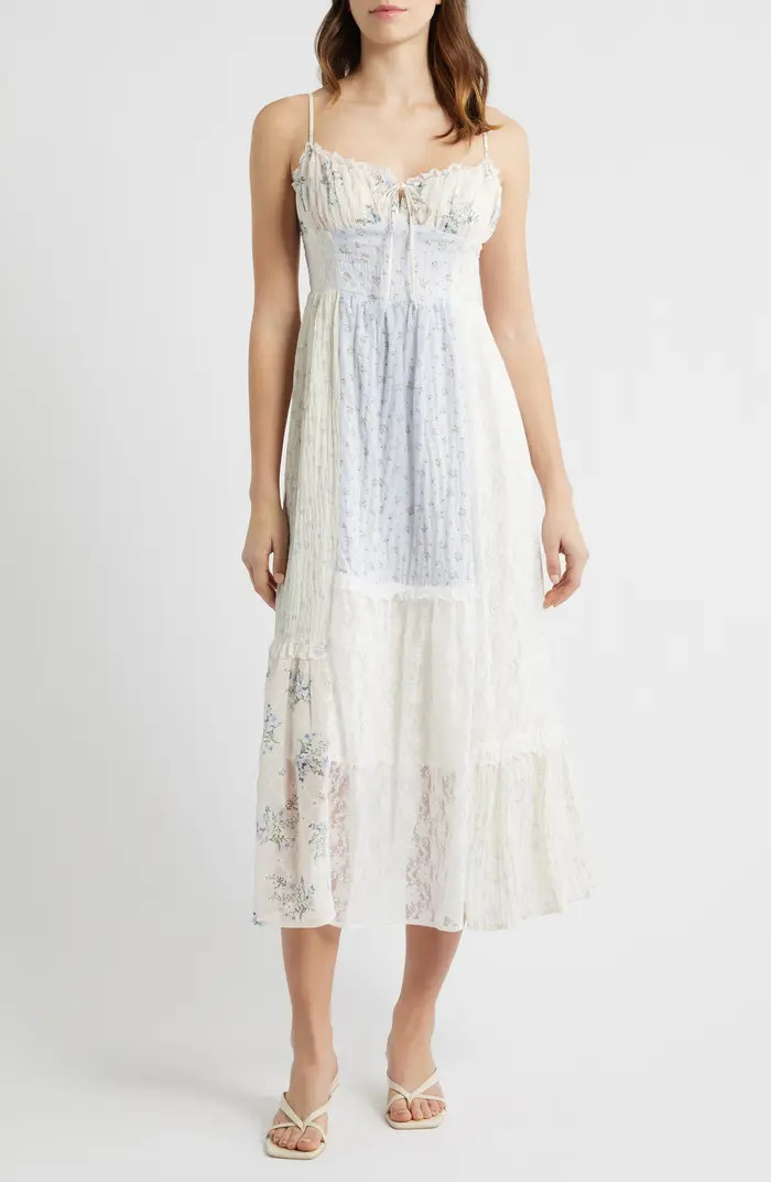Sweetheart Neck Patchwork Midi Dress | Nordstrom