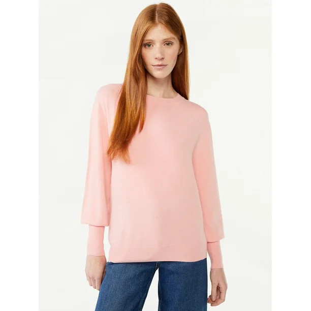Free Assembly Women's Long Sleeve Boxy Crew Sweater - Walmart.com | Walmart (US)