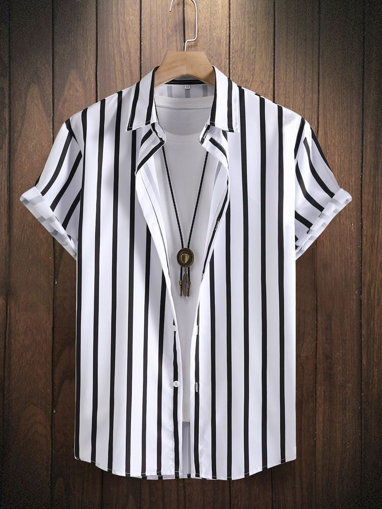 Manfinity Homme Men Random Vertical Striped Shirt Without Tee | SHEIN