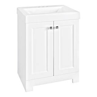 Glacier Bay Shaila 24.5 in. W Bath Vanity in White with Cultured Marble Vanity Top in White with ... | The Home Depot