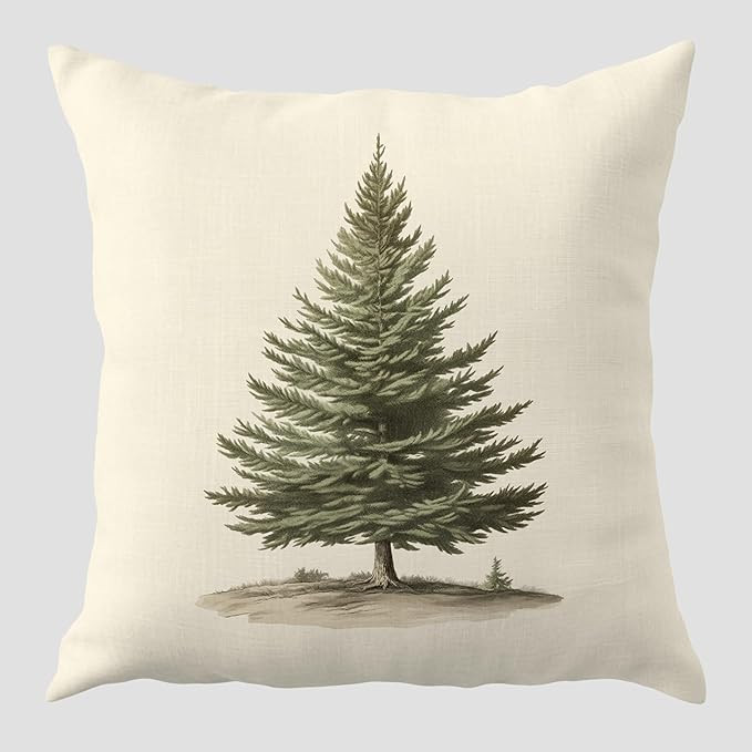 Vintage Christmas Tree Pillow Covers 18x18, Farmhouse Christmas Decor, Rustic Winter Holiday Xmas... | Amazon (US)