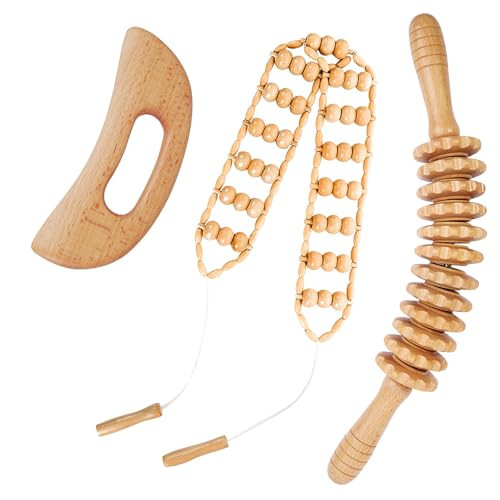Dukucr 3Pcs Wood Therapy Massage Tools Lymphatic Drainage Massager Wooden Massager Body Sculpting Tools for Maderoterapia,Anti-Cellulite,Pain Relief(3-in-1 Massager) | Amazon (US)