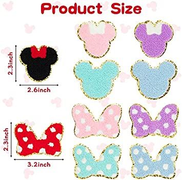 10Pcs Colorful Chenille Iron on Patches Cute Mouse Bows Kids Iron on Knee Patches Gold Trimmed Em... | Amazon (CA)