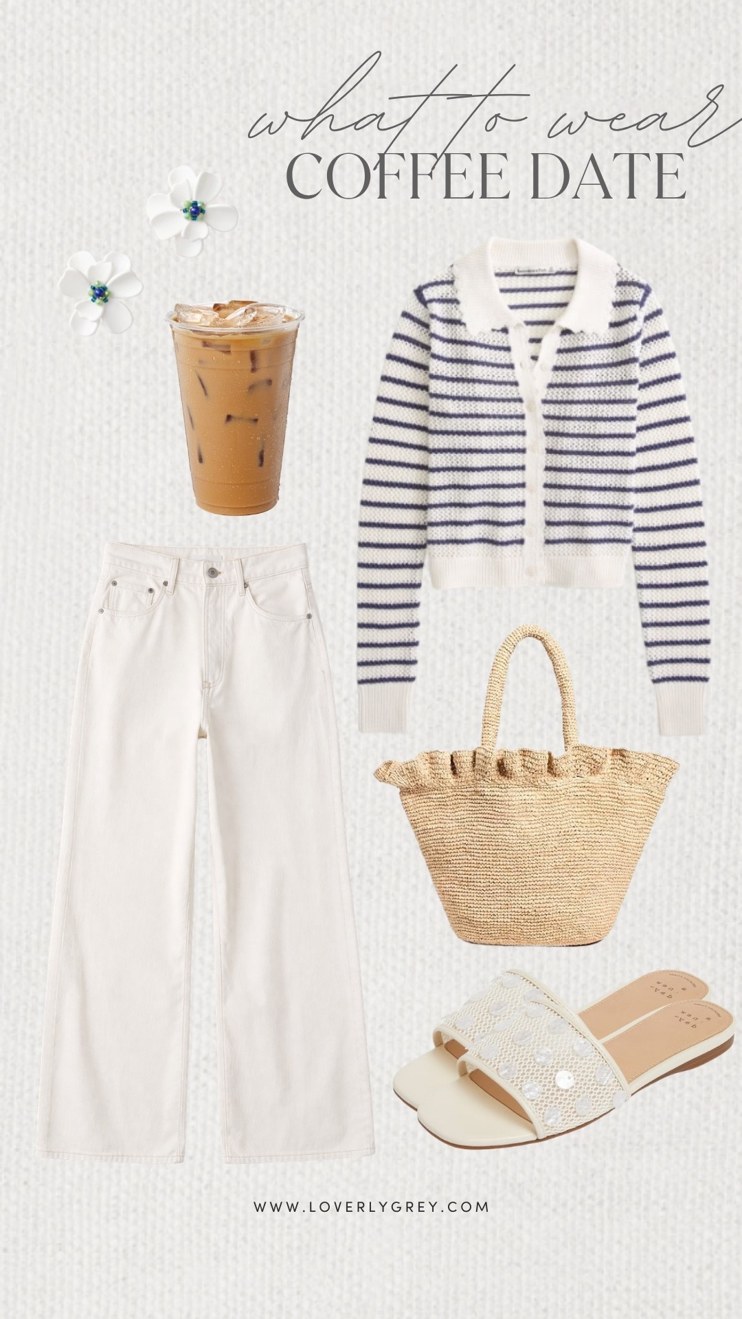 Loverly Grey, what to wear on a coffee date! I’m loving this Abercrombie nautical looking striped top with a pair of white pants! Accessorize the look with fun flower earrings, a tote bag, and sandals from Target. Loverly Grey, what to wear, coffee date

#LTKgrwm #LTKdayinmylife #LTKootd