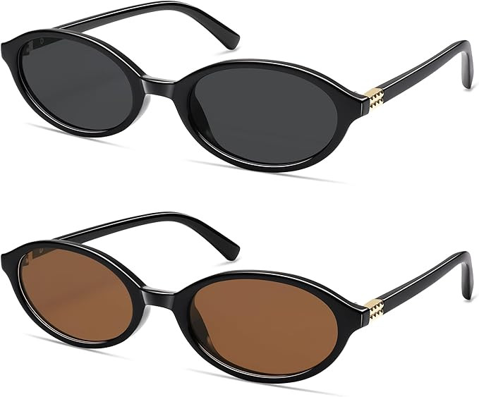 Retro Oval Sunglasses for Women Men Small 90s Trendy Vintage Fashion Trendy Funny Sun Glasses 202... | Amazon (US)