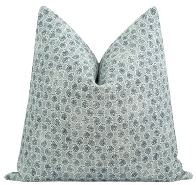 Alcovy Porcelain Blue Block Print Pillow | Land of Pillows