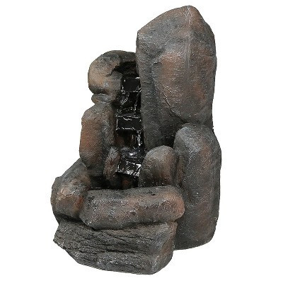 Sunnydaze Outdoor Solar Powered Rock Falls Water Fountain with Battery Backup, Submersible Pump, and LED Lights - 22" | Target