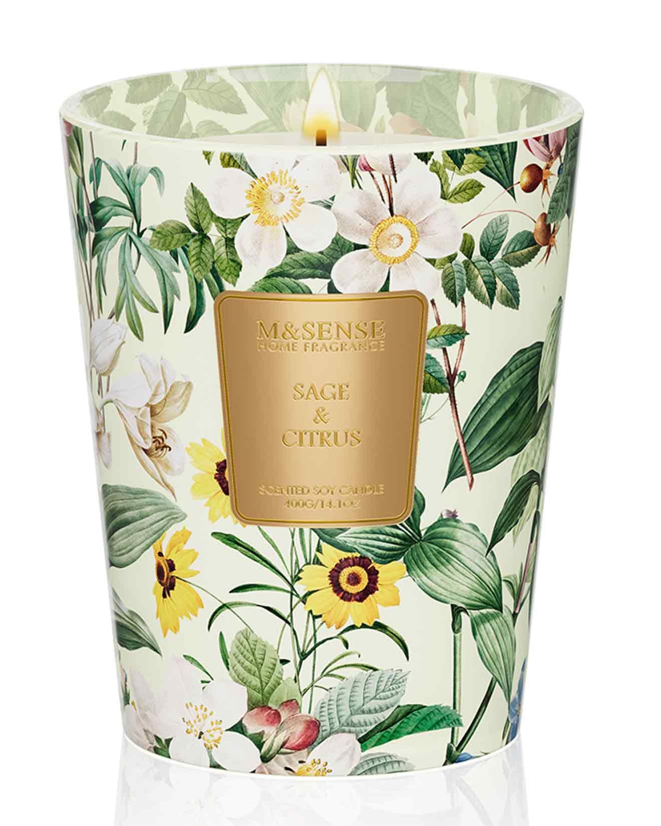 M&SENSE Sage Citrus Soy Candle, 14.1oz 60H Long Lasting, Aromatherapy Candle for Dining Room Fres... | Amazon (US)