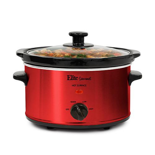 Elite Gourmet 2-Quart Oval Slow Cooker - Red | HSN